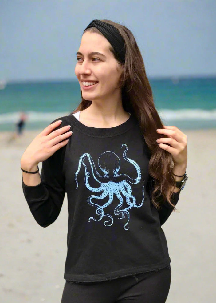 Octopus Crew Black Pullover