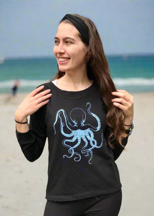 Octopus Crew Black Pullover
