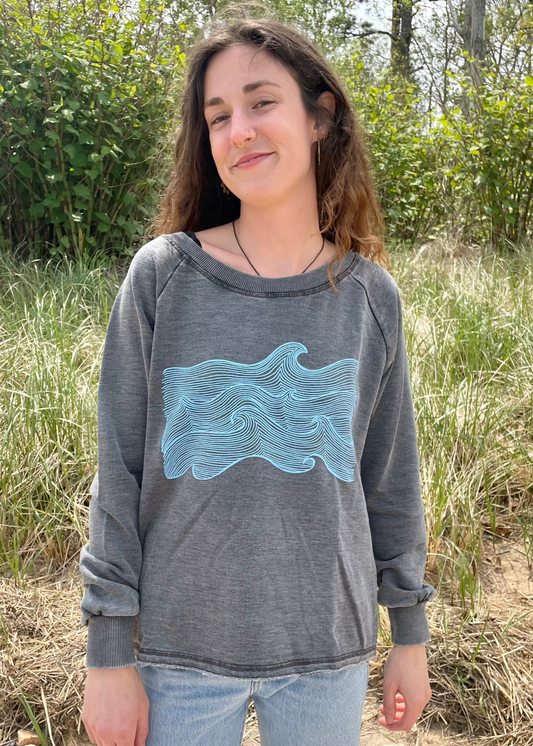 Life Comes in Waves Double Print Crew