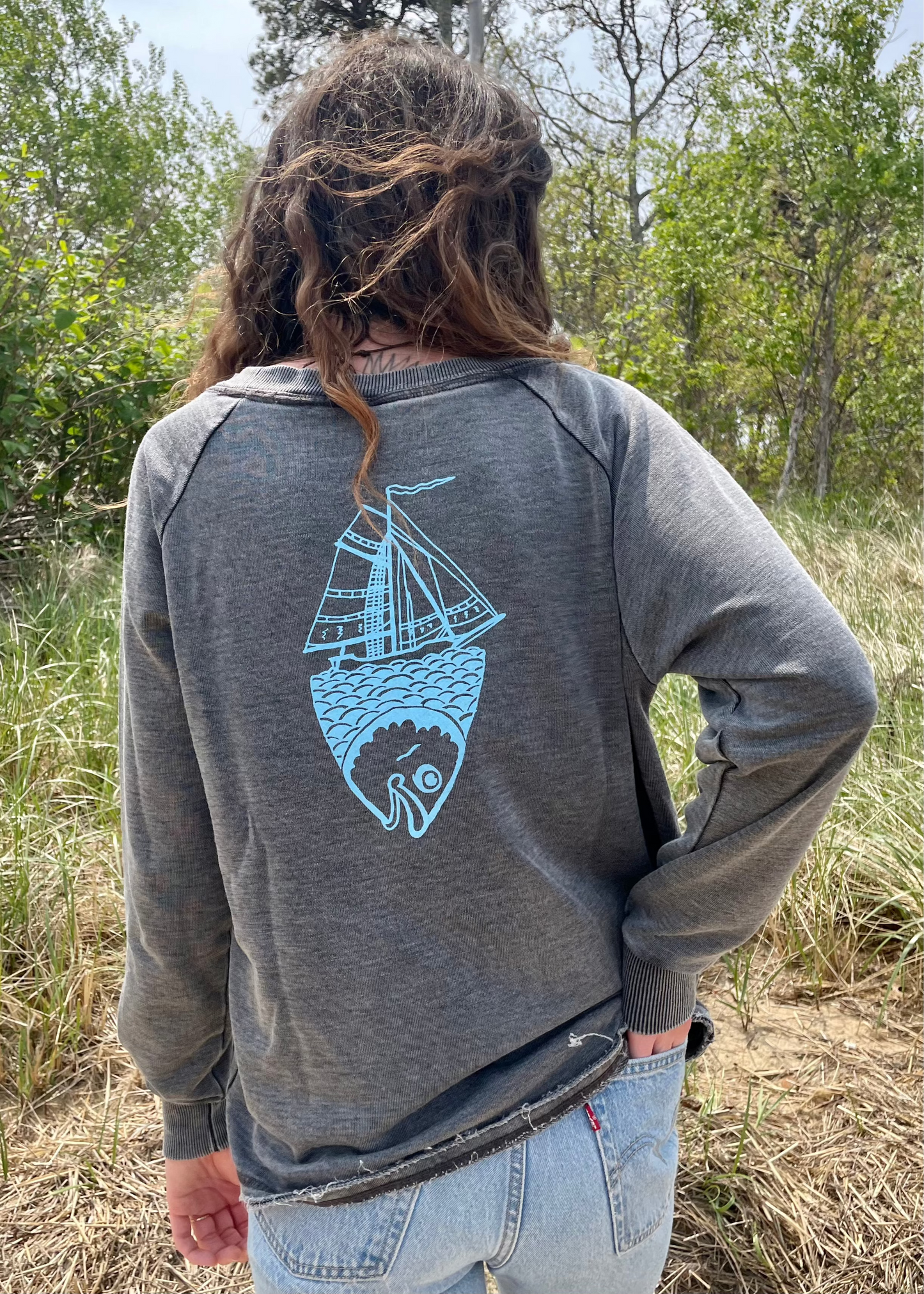 Life Comes in Waves Double Print Crew