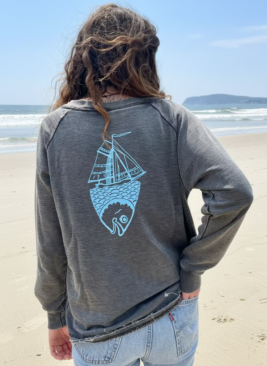 Life Comes in Waves Double Print Crew