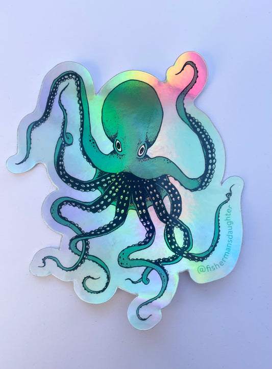 Sticker: Holographic Octopus