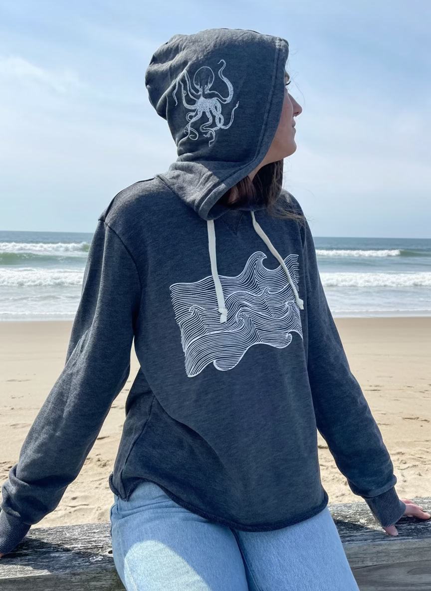 Life Comes in Waves Hoodie w/ Octopus - BESTSELLER