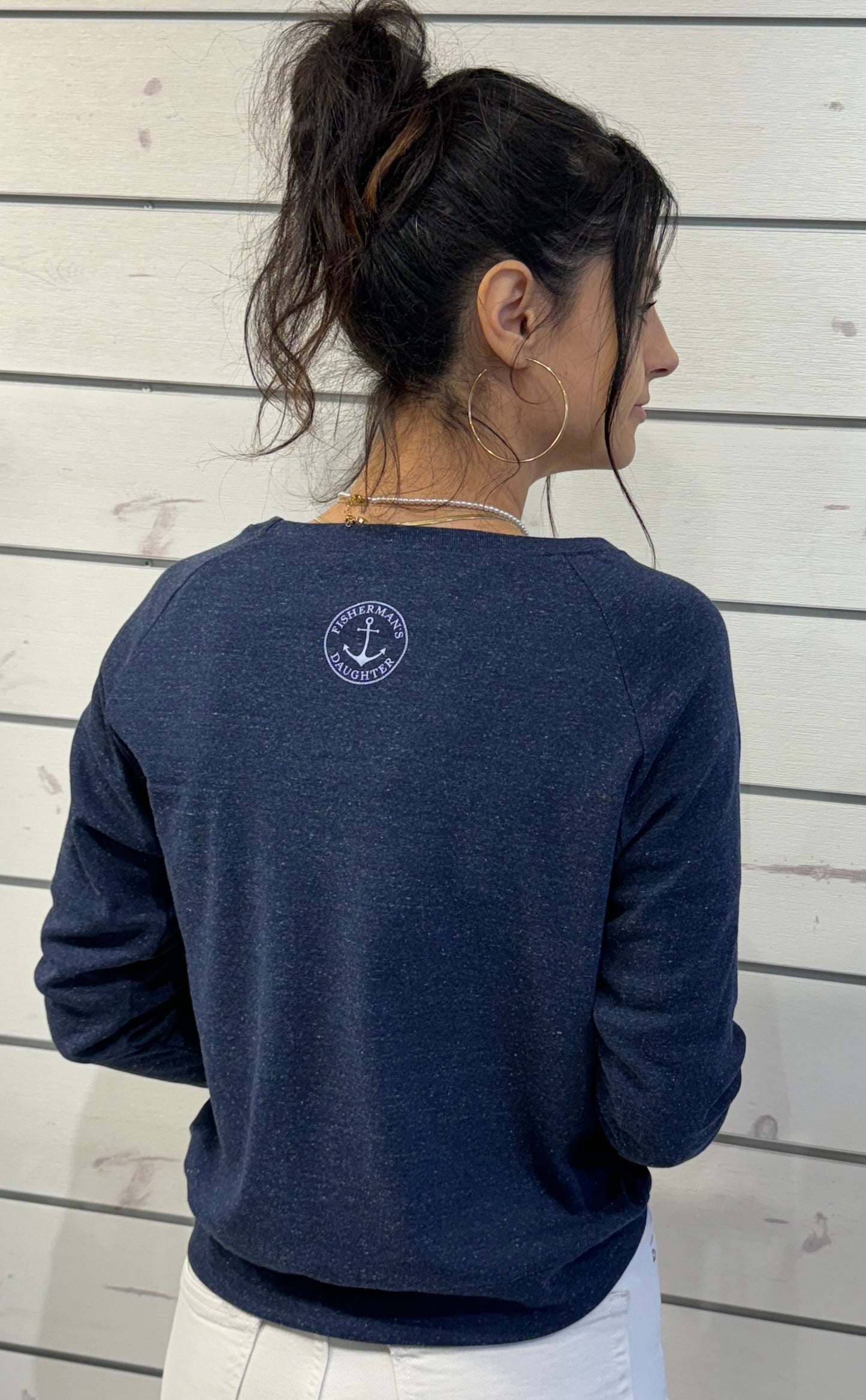 Life Comes In Waves Navy Pullover