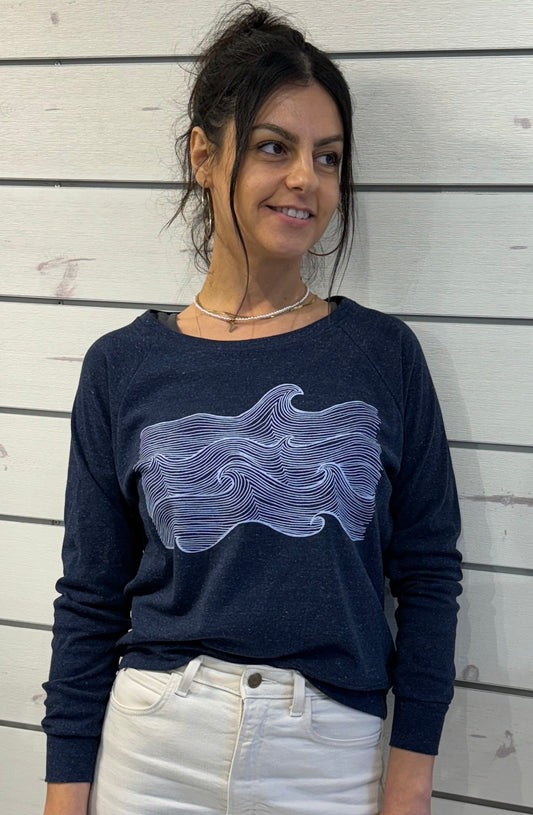 Life Comes In Waves Navy Pullover