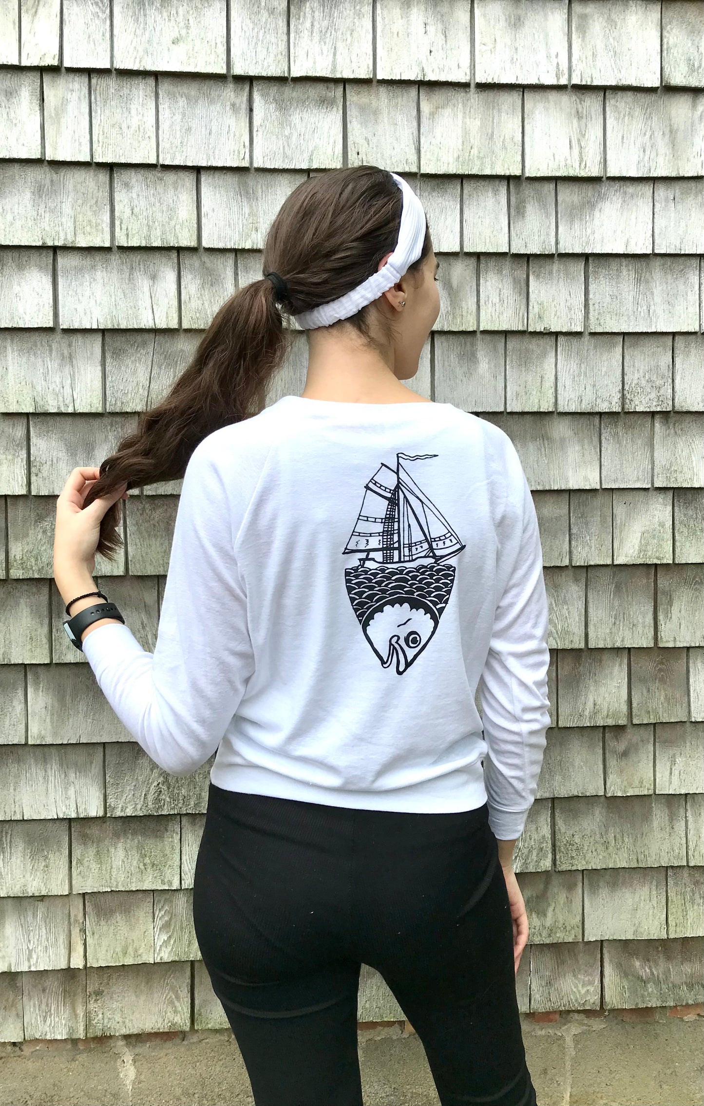 Life Comes In Waves Double Print White Pullover