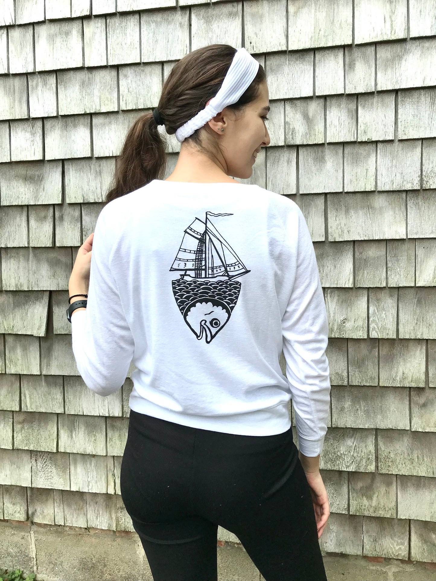 Life Comes In Waves Double Print White Pullover