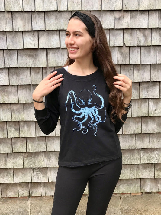 Octopus Crew Black Pullover