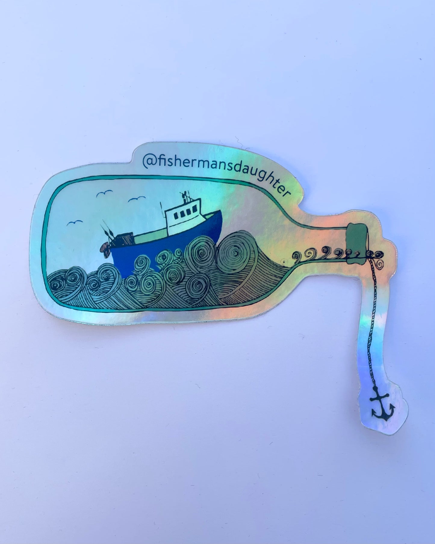 Sticker: Holographic Bottle Boat