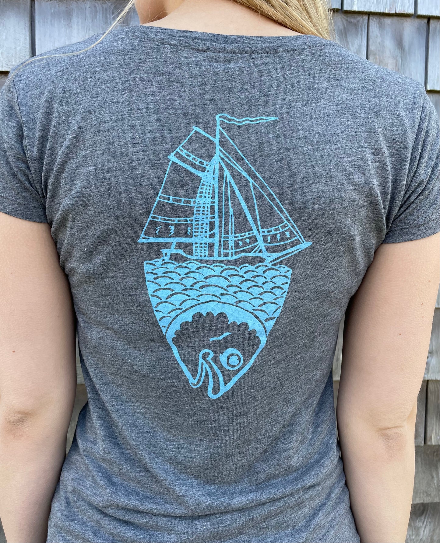 Life Comes in Waves Double Print V-Neck Tee